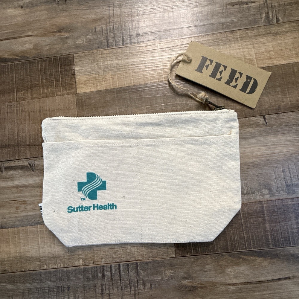 FEED Cotton Zipper Pouch Sutter 7 X 10 X 3.5 Inches